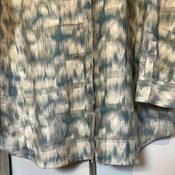 Lafayette 148 100% Cotton Patterned Blue White Button Up Fall Winter Shirt - Picture 5 of 12